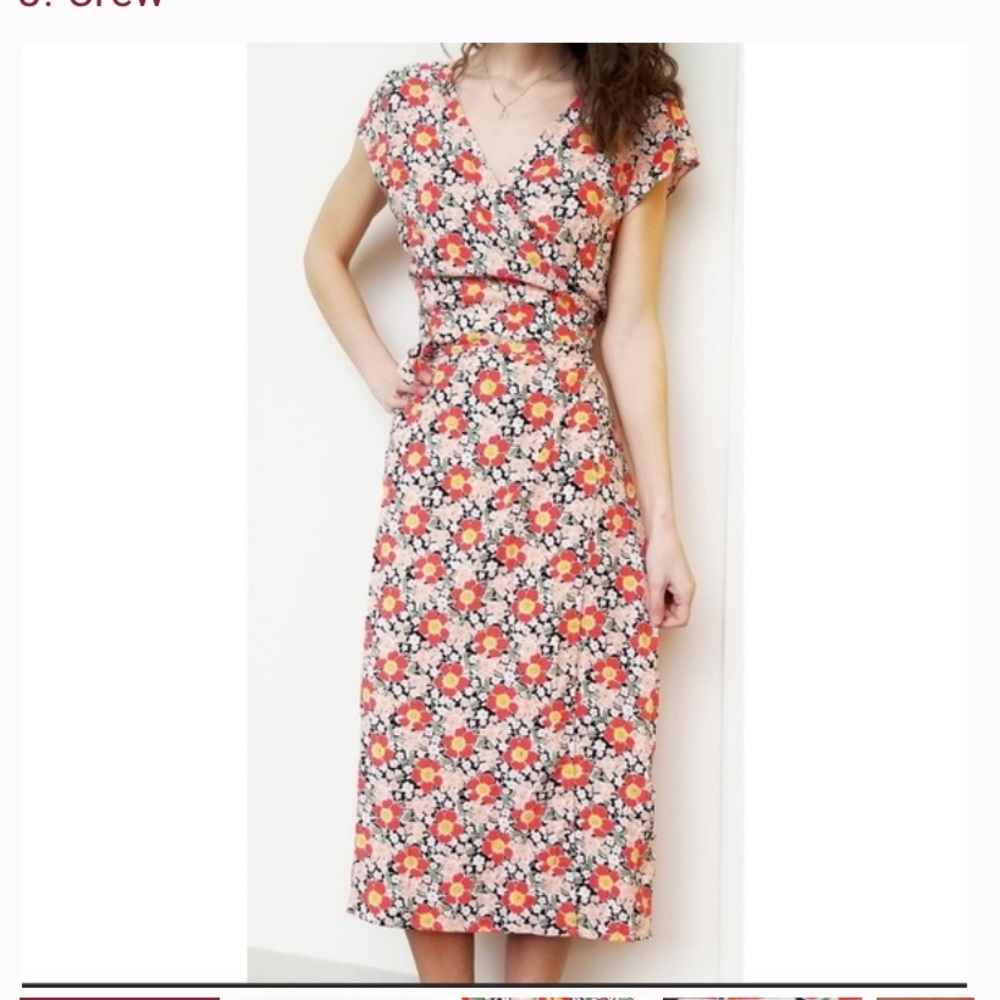 J.Crew Mercantile Easy Wrap Seventies Floral Midi Wrap Dress - Picture 5 of 12